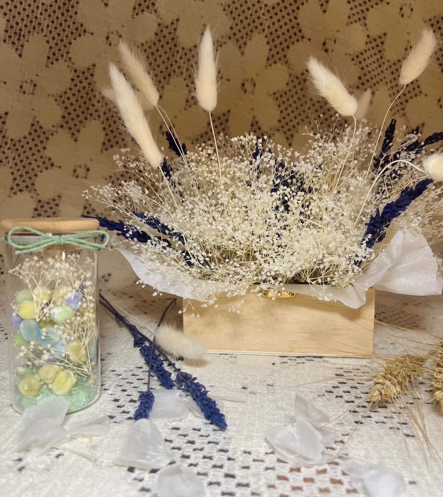 Abbinamento per battesimo: Bomboniera Rugiada di Luce con Cofanetto Soffio d'Angelo (Madrina, Padrino, Amici e Parenti Stretti)